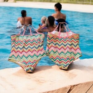 L&D swimsuits size S-P 4T equivalent great for twins zigzag colorful gre…